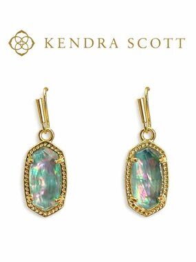 Kendra Scott Lee Drop Earrings Gold Tone Iridescent Abalone Leverback NWT $65